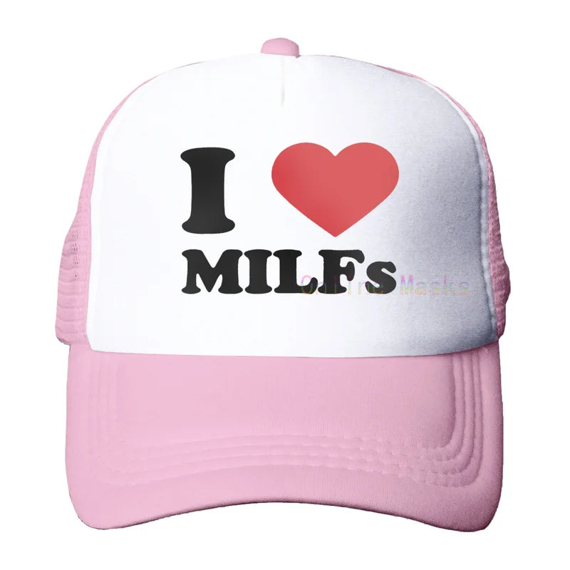 Funny Trucker Hat Milf Man I Love Fishing Fishing Baseball Cap Retro Vintage Joke Fish