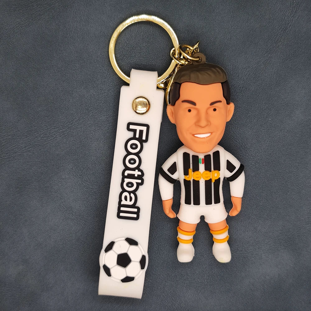 Football Star Ronaldo Figure Keychain Jewelry Bag Pendent Keyring Collection Doll Premier League Golden Boot Ronaldo Souvenirs