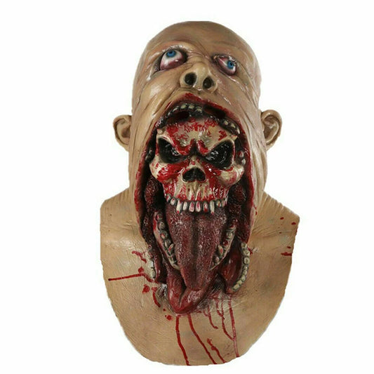 Halloween Bloody Horror Ripped Mask Double-Layer Skull Latex Mask Scary Cosplay Party Props Halloween Decoration