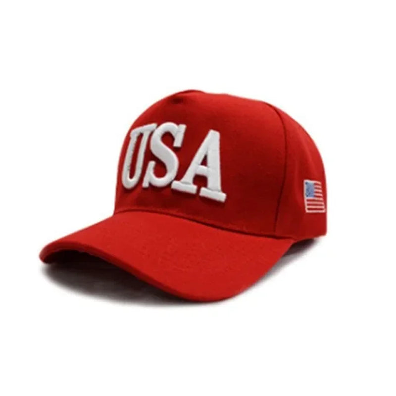 Unisex Outdoor President Trump 2024 Campaign Baseball Cap USA 45 American Flag 3D Embroidered Adjustable Snapback Trucker Hat