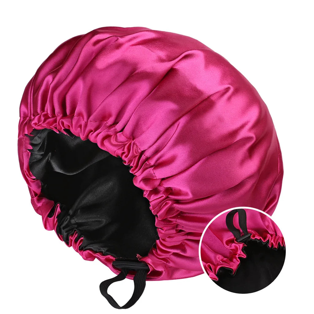 Wholesale Satin Bonnet for Sleeping Silky Bonnet Cap Large Double Layer Reversible Adjustable Sleep Bonnet Used to Hair Care