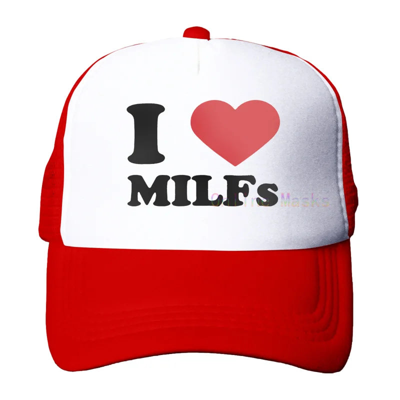 Funny Trucker Hat Milf Man I Love Fishing Fishing Baseball Cap Retro Vintage Joke Fish