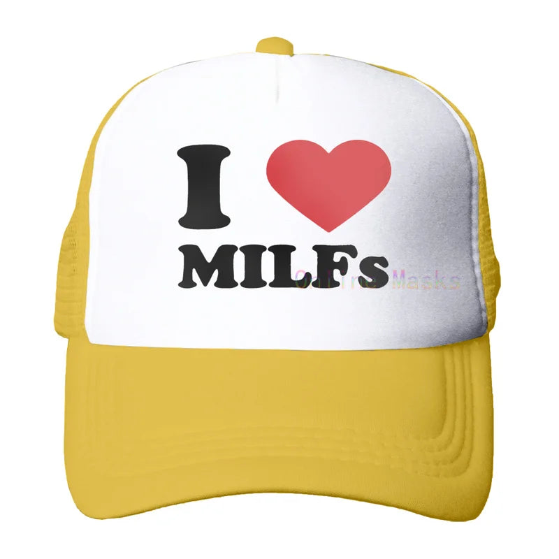 Funny Trucker Hat Milf Man I Love Fishing Fishing Baseball Cap Retro Vintage Joke Fish