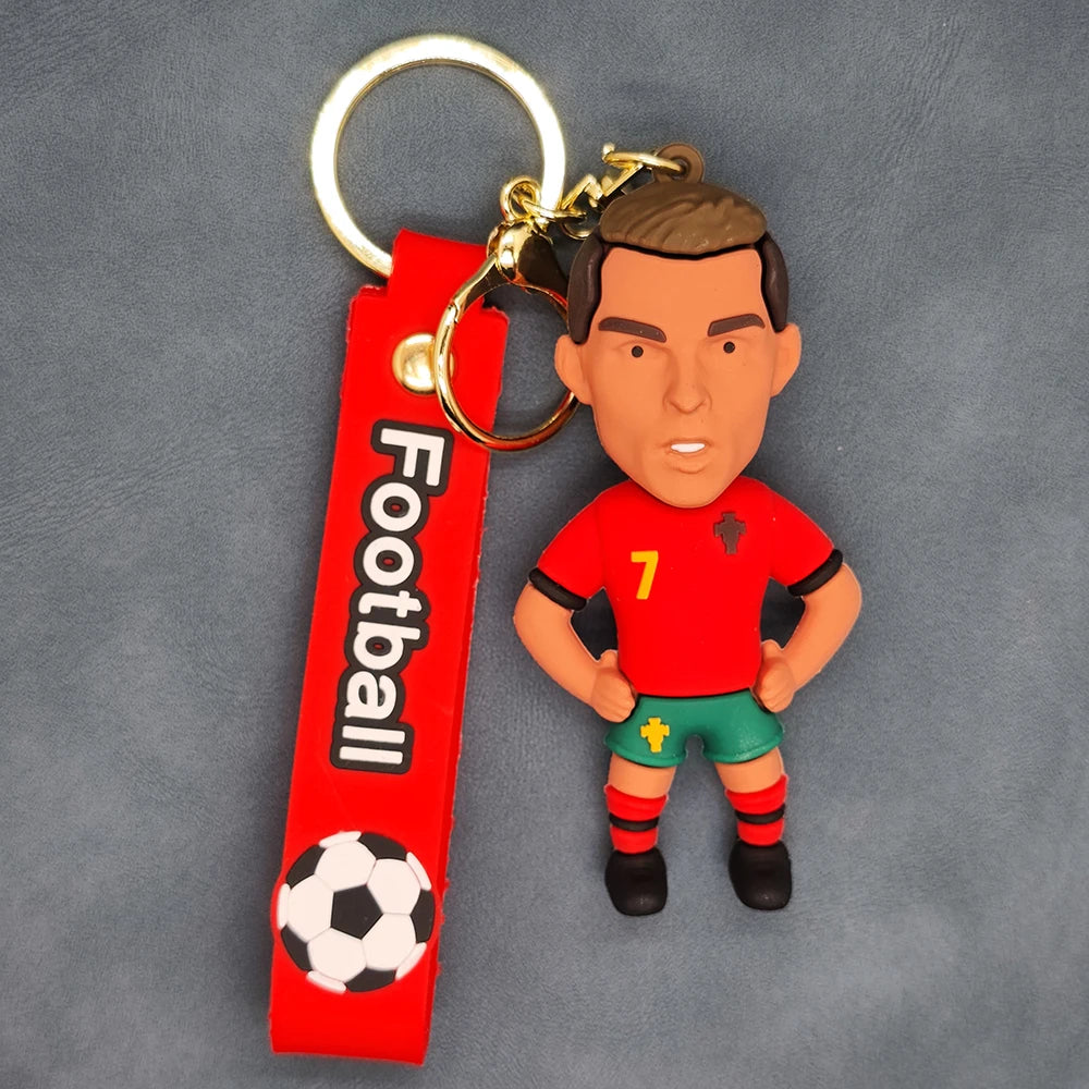 Football Star Ronaldo Figure Keychain Jewelry Bag Pendent Keyring Collection Doll Premier League Golden Boot Ronaldo Souvenirs