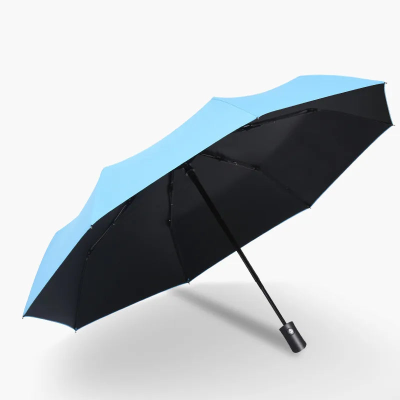 Automatic Rain & Sun Umbrella Black Coating Parasol Anti-Uv 3 Folding Wind Resistant Auto Luxury Big Windproof Women Men 8Ribs