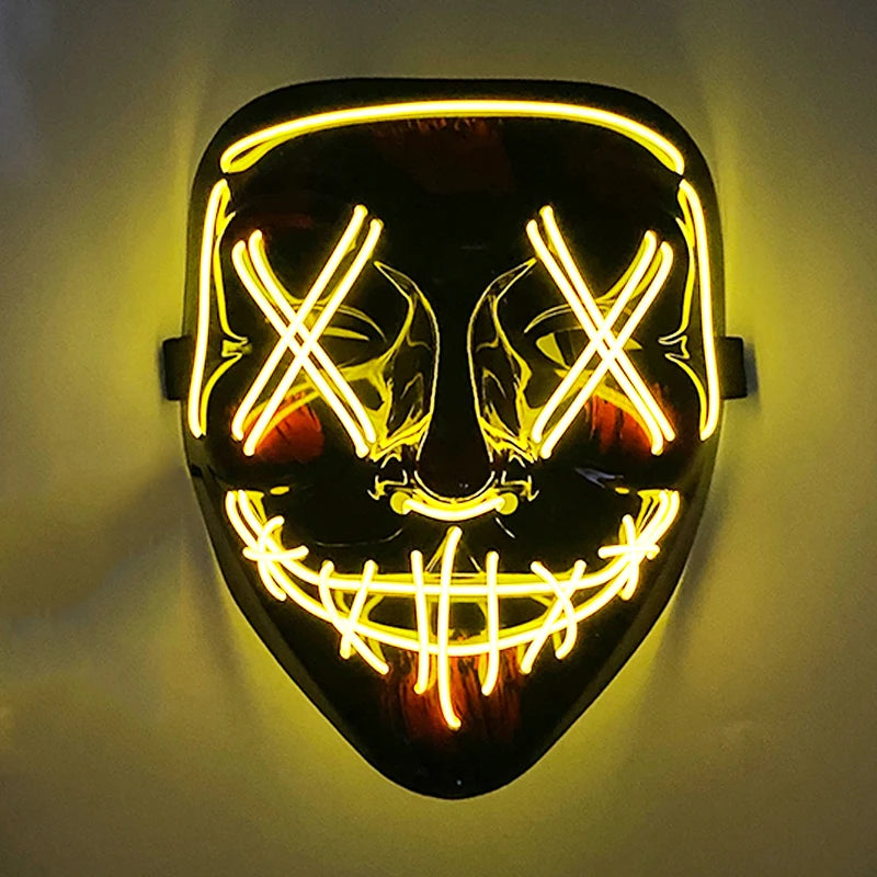 Wireless Scary Glowing Mask LED Luminous Purge Mask Halloween Horror Neon Light up Cosplay Party Mask Fstival Costume Supplies