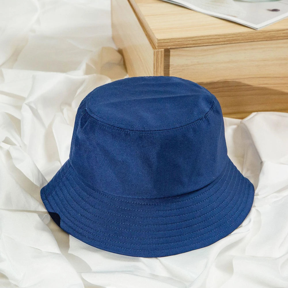 New Unisex Cotton Bucket Hat Women Summer Sunscreen Panama Men Pure Color Sunbonnet Fedoras Outdoor Fisherman Beach Cap