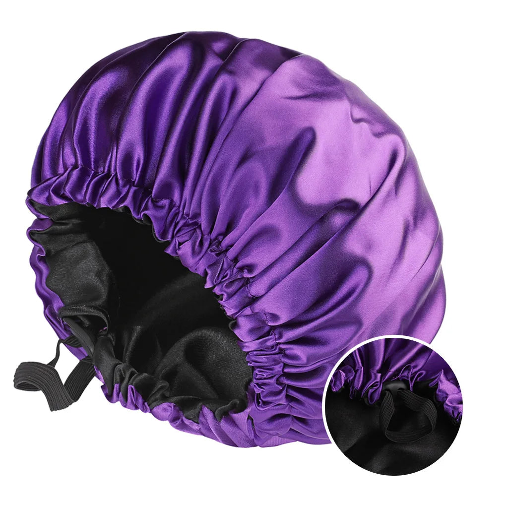 Wholesale Satin Bonnet for Sleeping Silky Bonnet Cap Large Double Layer Reversible Adjustable Sleep Bonnet Used to Hair Care