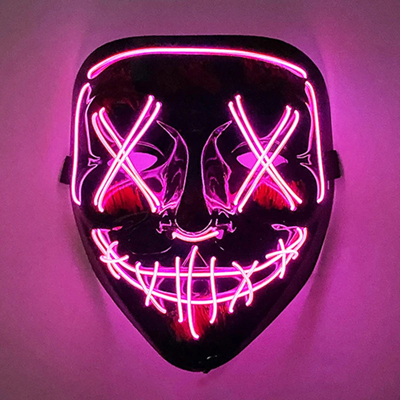 Wireless Scary Glowing Mask LED Luminous Purge Mask Halloween Horror Neon Light up Cosplay Party Mask Fstival Costume Supplies