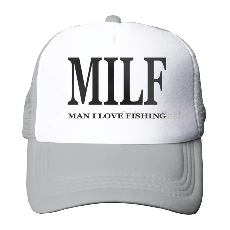 Funny Trucker Hat Milf Man I Love Fishing Fishing Baseball Cap Retro Vintage Joke Fish