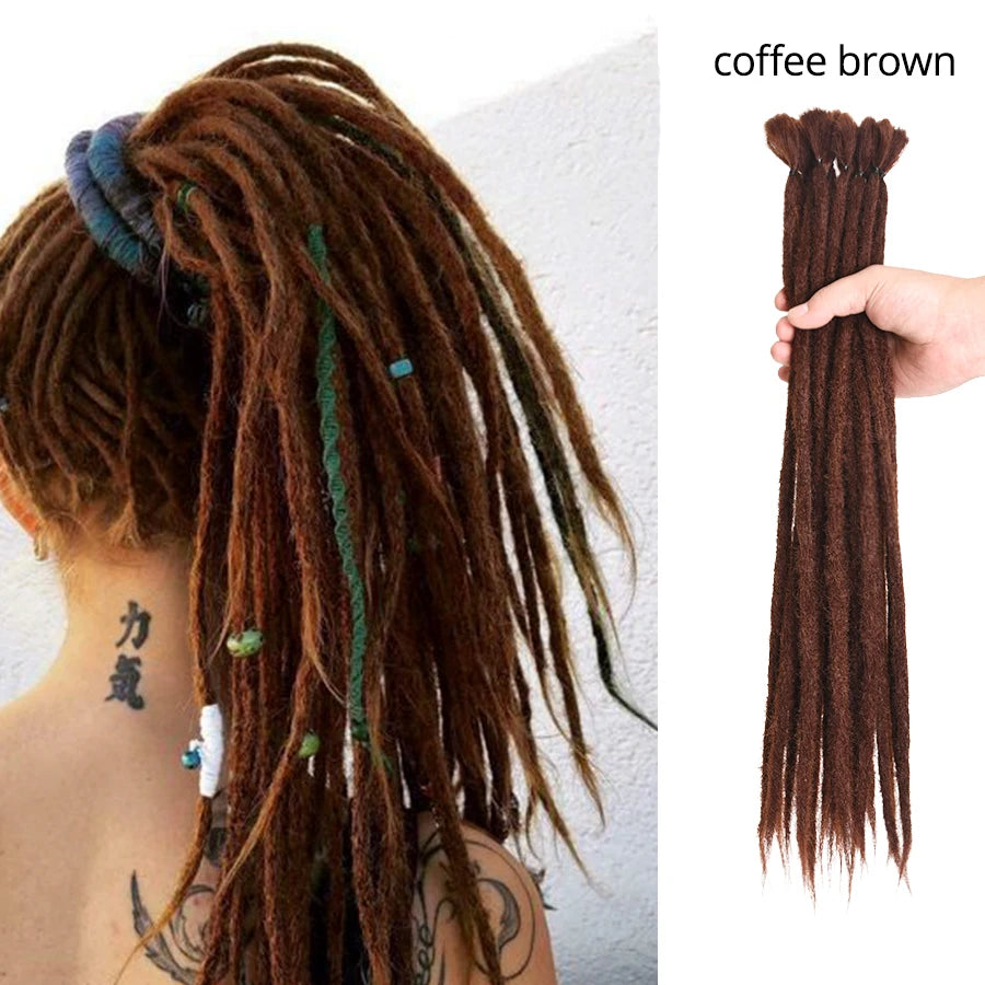 10/20 Strands Handmade Dreadlocks Hair Extensions 20"Black Reggae Synthetic Crochet Braiding Hair for Afro Women and Men