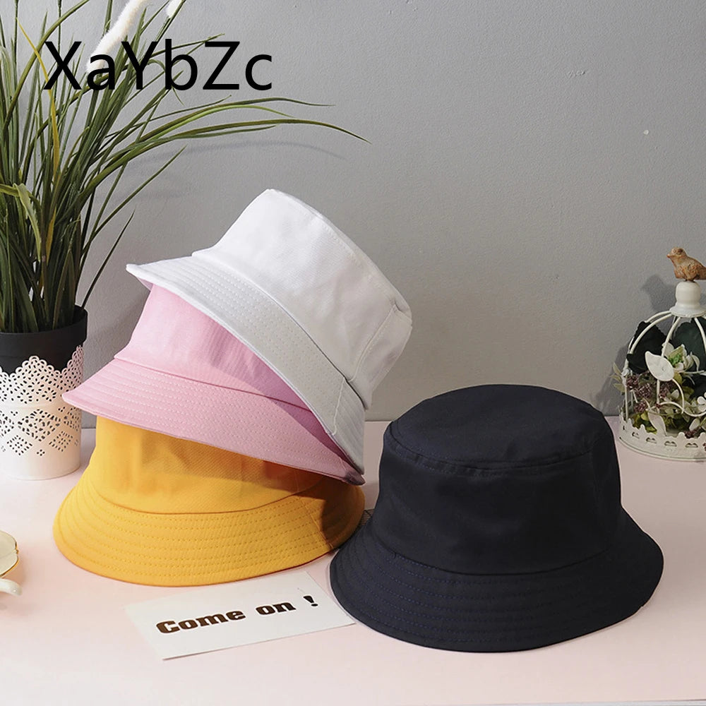 New Unisex Cotton Bucket Hat Women Summer Sunscreen Panama Men Pure Color Sunbonnet Fedoras Outdoor Fisherman Beach Cap