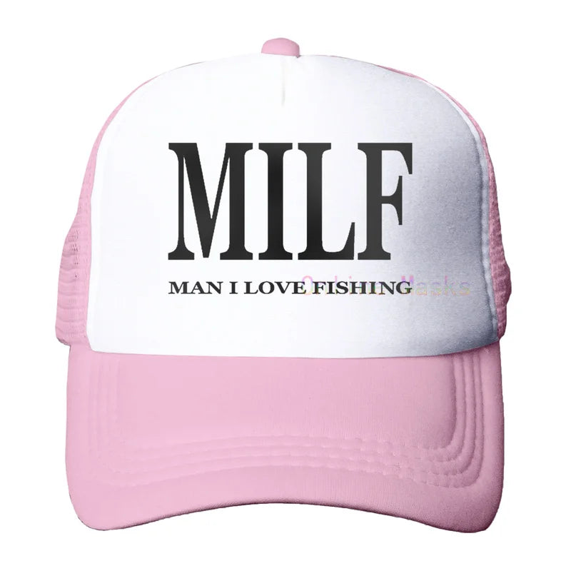 Funny Trucker Hat Milf Man I Love Fishing Fishing Baseball Cap Retro Vintage Joke Fish