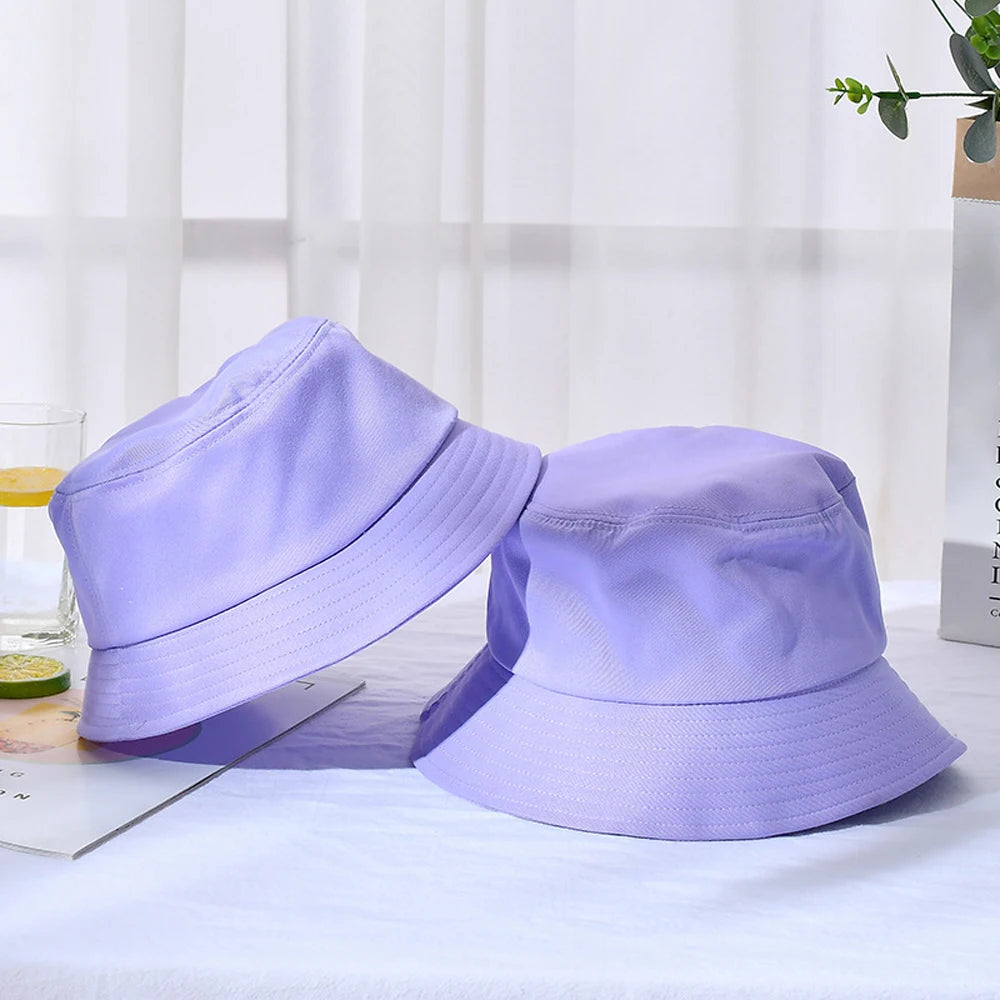 New Unisex Cotton Bucket Hat Women Summer Sunscreen Panama Men Pure Color Sunbonnet Fedoras Outdoor Fisherman Beach Cap