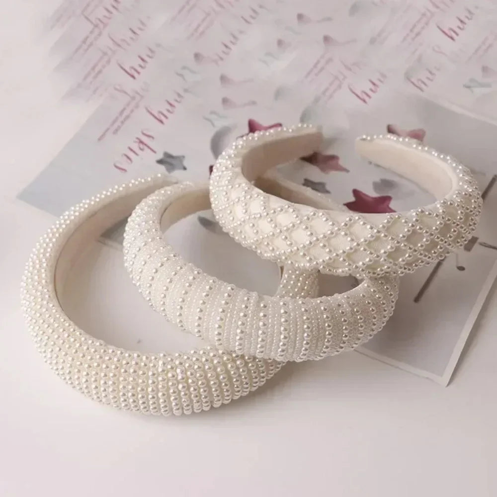 Women Fashion Hair Hoop Pearl Headbands Sweet Hairbands French Style Handmade Beading Beauty Hair Accessories