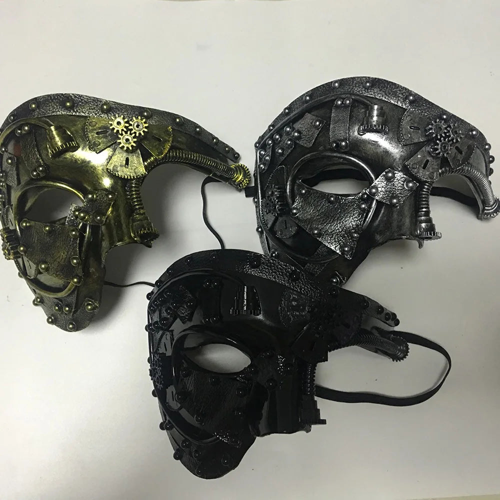 Steampunk Phantom Masquerade Cosplay Mask Ball Half Face Men Punk Costume Halloween Party Costume Props