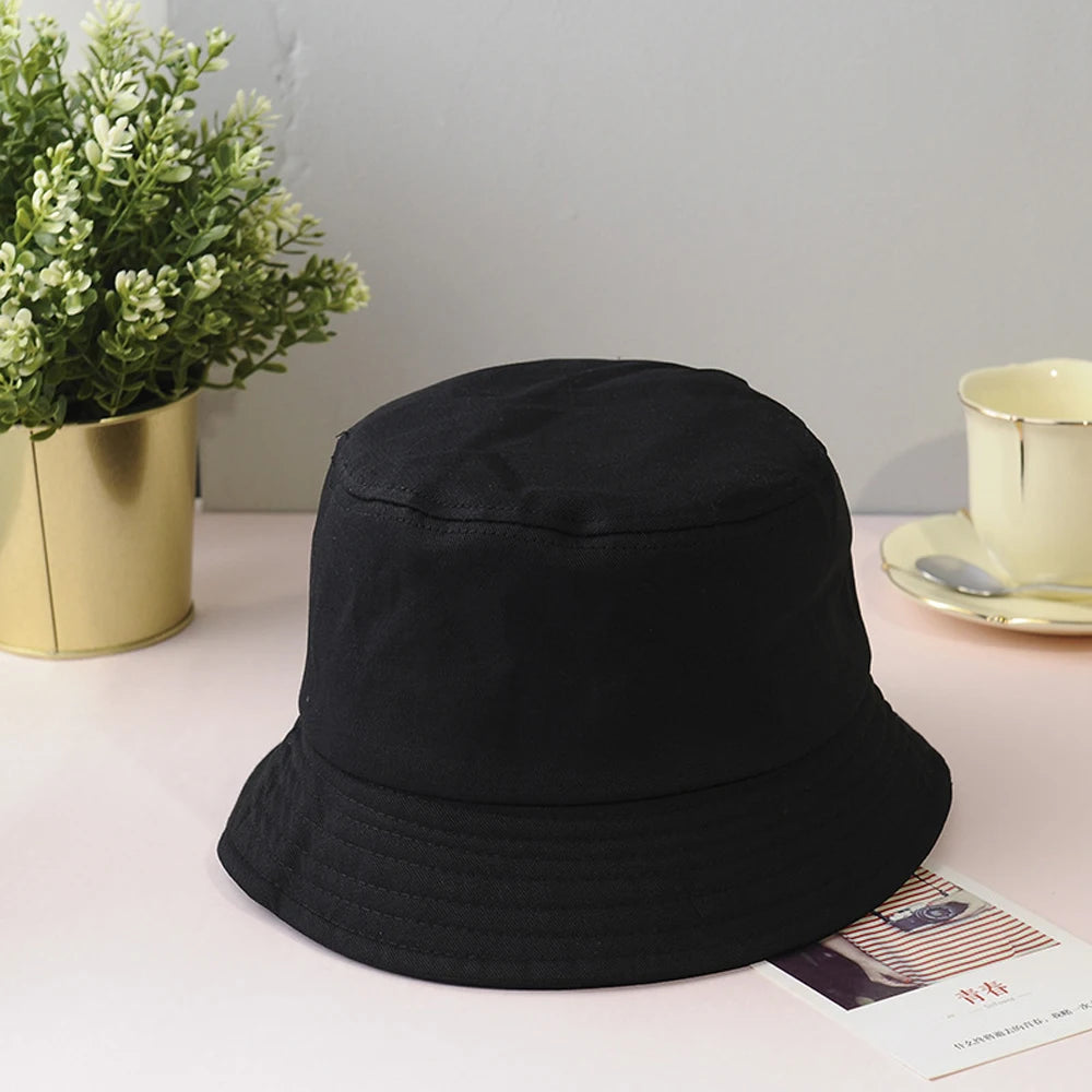 New Unisex Cotton Bucket Hat Women Summer Sunscreen Panama Men Pure Color Sunbonnet Fedoras Outdoor Fisherman Beach Cap