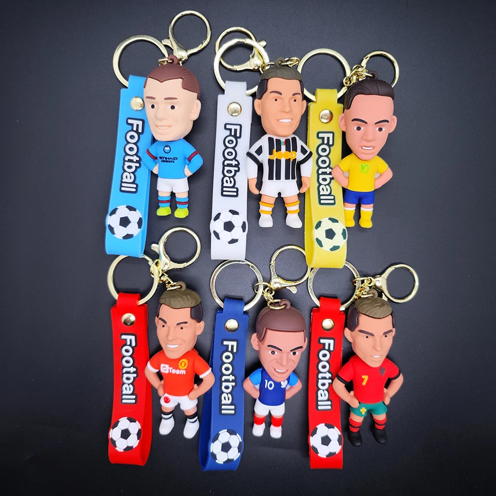 Football Star Ronaldo Figure Keychain Jewelry Bag Pendent Keyring Collection Doll Premier League Golden Boot Ronaldo Souvenirs