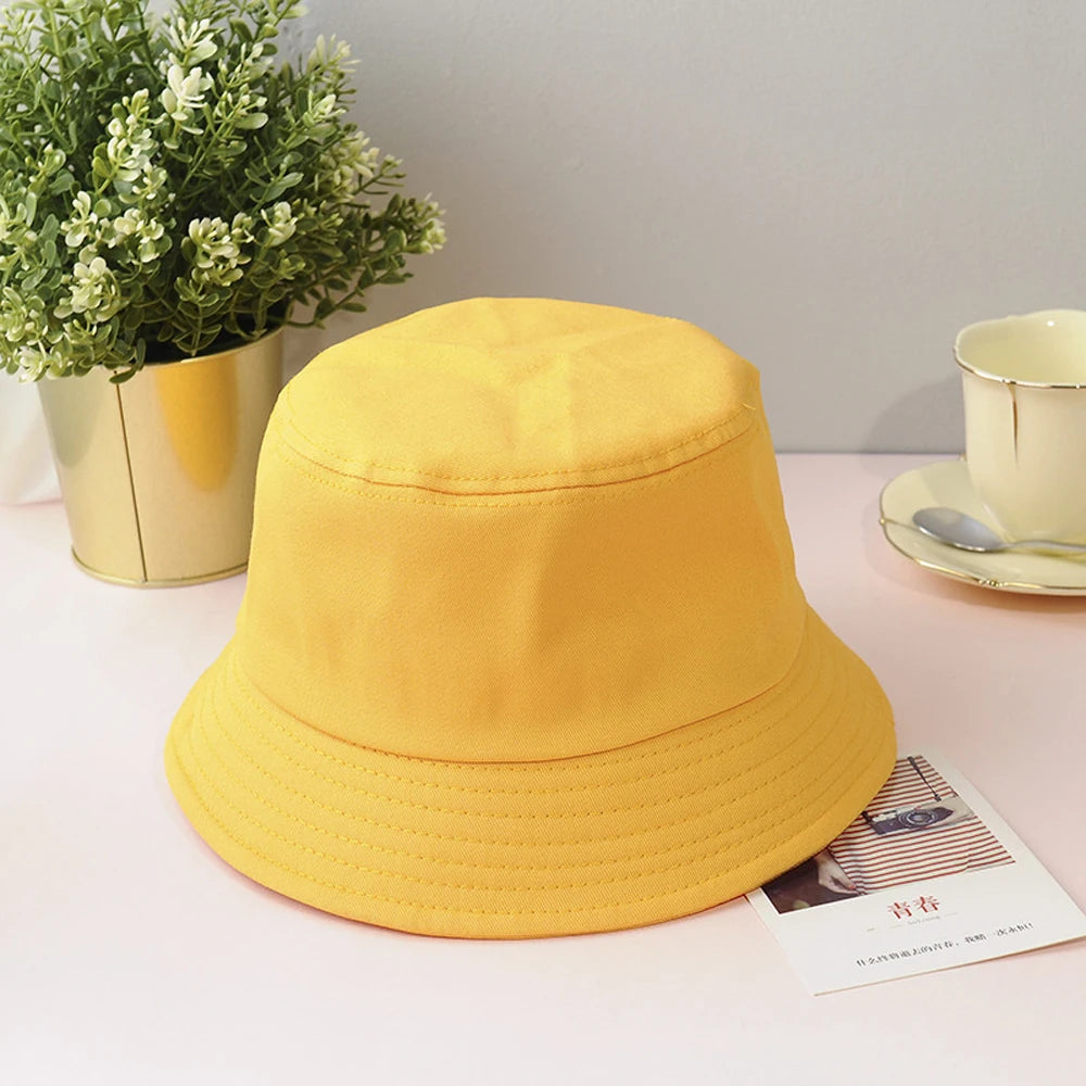 New Unisex Cotton Bucket Hat Women Summer Sunscreen Panama Men Pure Color Sunbonnet Fedoras Outdoor Fisherman Beach Cap